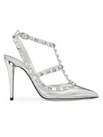 Rockstud Mirror-Effect Pumps With Matching Straps And Studs