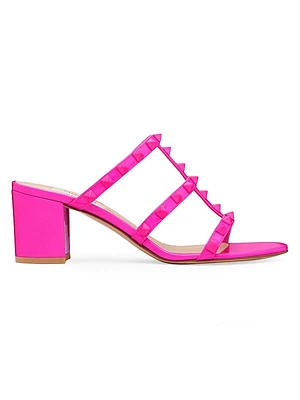 Rockstud Patent-leather Slide Sandals