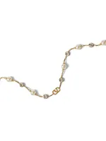 Vlogo Signature Metal Necklace with Pearls and Swarovski Crystals