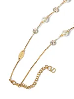 Vlogo Signature Metal Necklace with Pearls and Swarovski Crystals