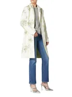 Compact Drap Coat With Floral Embroidery