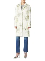 Compact Drap Coat With Floral Embroidery