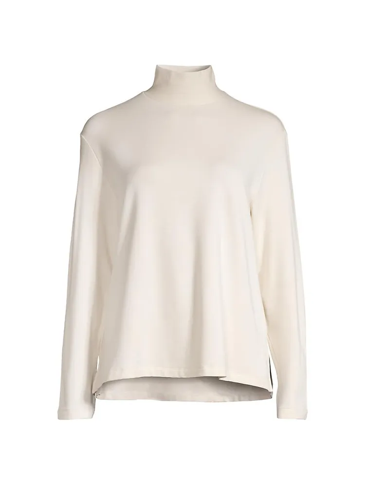 French Terry Mock Turtleneck Blouse