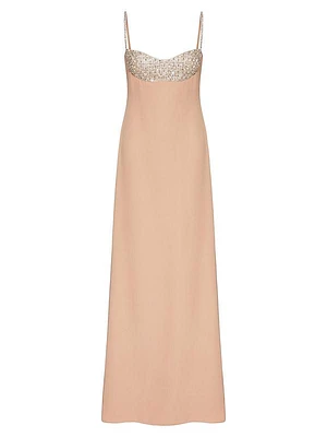 Embroidered Cady Couture Evening Dress