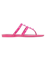 Rockstud Low Thong Sandals in Transparent Polymeric Material