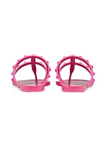 Rockstud Low Thong Sandals in Transparent Polymeric Material