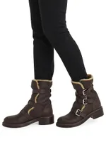 Leather Buckled Moto Boots