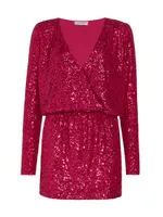 Blair Sequin Wrap-Effect Minidress