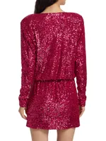 Blair Sequin Wrap-Effect Minidress