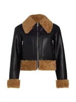 Aspen Vegan Leather Sherpa-Trim Jacket