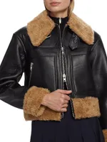 Aspen Vegan Leather Sherpa-Trim Jacket