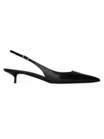 Cherish Slingback Pumps Glazed Leather With Rhinestones