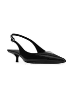 Cherish Slingback Pumps Glazed Leather With Rhinestones