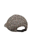 Checked Wool And Alpaca Baseball Cap With Shiny Trim