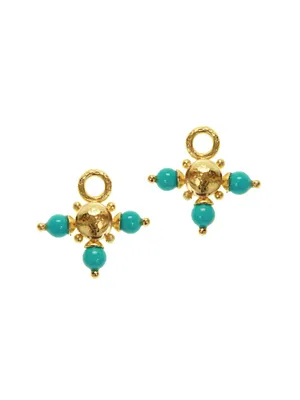 19K Yellow Gold & Sleeping Beauty Turquoise Earring Charms