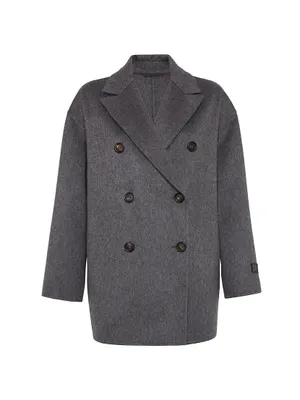Hand-Crafted Peacoat Cashmere Double Beaver Cloth With Precious Patch