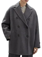 Hand-Crafted Peacoat Cashmere Double Beaver Cloth With Precious Patch