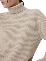 Cashmere And Silk Diamond Yarn English Rib Turtleneck Sweater