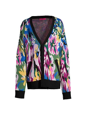 Crazy Flower Wool-Cashmere Oversized Cardigan