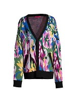 Crazy Flower Wool-Cashmere Oversized Cardigan