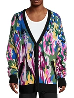 Crazy Flower Wool-Cashmere Oversized Cardigan