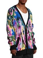 Crazy Flower Wool-Cashmere Oversized Cardigan