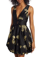 Bow-Embellished & Metallic Minidress