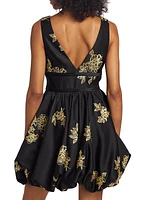 Bow-Embellished & Metallic Minidress