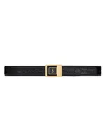 Female Buckle Belt Crocodile Embossed Leather