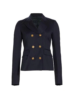 Pinstripe Double-Breasted Blazer