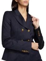 Pinstripe Double-Breasted Blazer