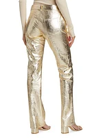 Laminated Leather Mid-Rise Pants