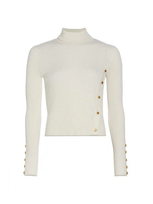 Silk-Blend Asymmetric Buttoned Sweater