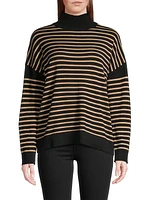 Stripe Mock Turtleneck Blouse