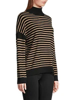 Stripe Mock Turtleneck Blouse