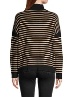 Stripe Mock Turtleneck Blouse