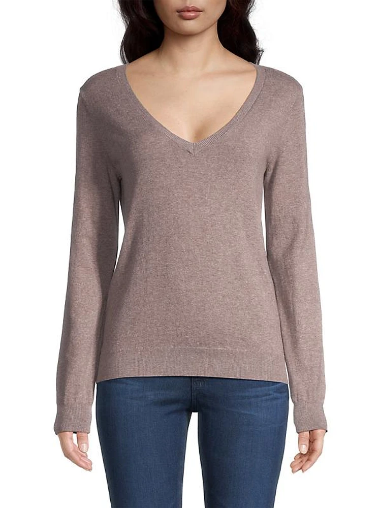 Knit Cotton-Blend V-Neck Top