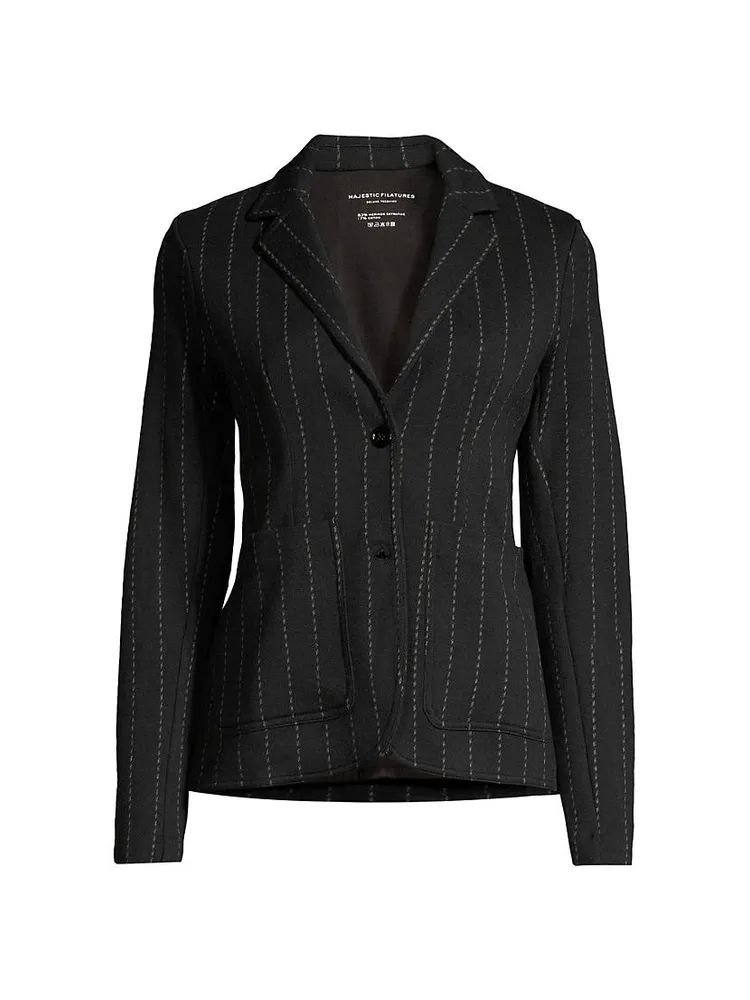 Dashed Stripe Wool-Cotton Blazer