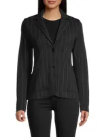 Dashed Stripe Wool-Cotton Blazer