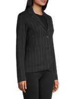 Dashed Stripe Wool-Cotton Blazer