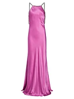 Majesty Chain-Trim Satin Gown