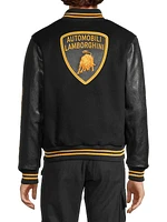 R H U D E x Lamborghini Atten Wool-Leather Varsity Bomber Jacket