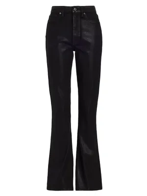 High-Rise Coated Boot-Cut Jeans