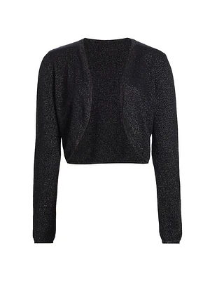 Wool-Blend Metallic Bolero Sweater