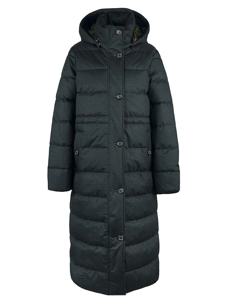 Herring Check Quilted Long Coat