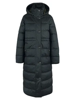 Herring Check Quilted Long Coat