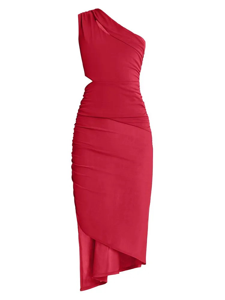 One-Shoulder Cut-Out Midi-Dress