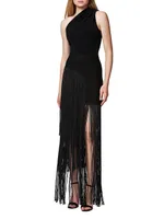 Asymmetric Fringe Maxi Skirt