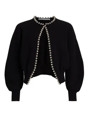 Bead-Embellished Wool-Blend Cardigan