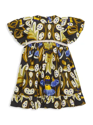 Baby Girl's, Little Girl's & Lace-Trim Abstract Print Dress